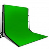 LS Photo Pro Studio 10'x20' Black White Chroma Key Green Muslin Backdrop Support Kit
