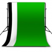 LS-Photo Studio Photography 6'x9' Black, White, Chroma Key Green Muslin Backdrop+Support Kit, LUK428