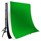 LS-Photo Studio Photography 10'x10' Black, White, Chroma Key Green Muslin Backdrop+Support Kit, LUK433
