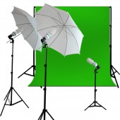 LS-Photo Studio Photography 10'x10' Chroma Key Green Backdrop Kit 105W White Umbrella Light Kit, LUK459