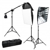 Lusana Studio 2000W Photography 3 Softbox Boom Stand Continuous Lighting Kit Photo Studio Video