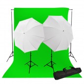 Lusana Studio Photography 800W Continuous Lighting Kit and 10 x 20 ft. Chromakey Green Muslin Screen with Photo Video Lighting Background System with Carry Case