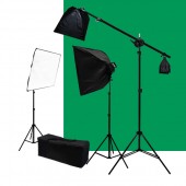 Lusana Studio 10 x 20 ft. Green Chromakey Screen Backdrop Photography Video Lighting Kit